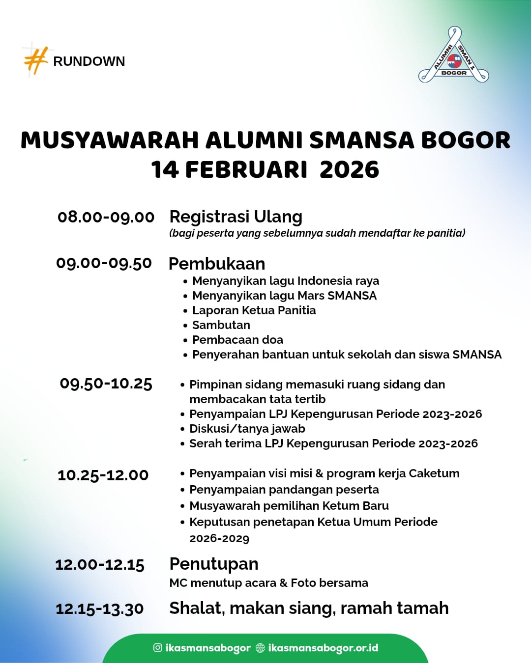You are currently viewing Rundown Acara Musyawarah IKASMANSA Bogor