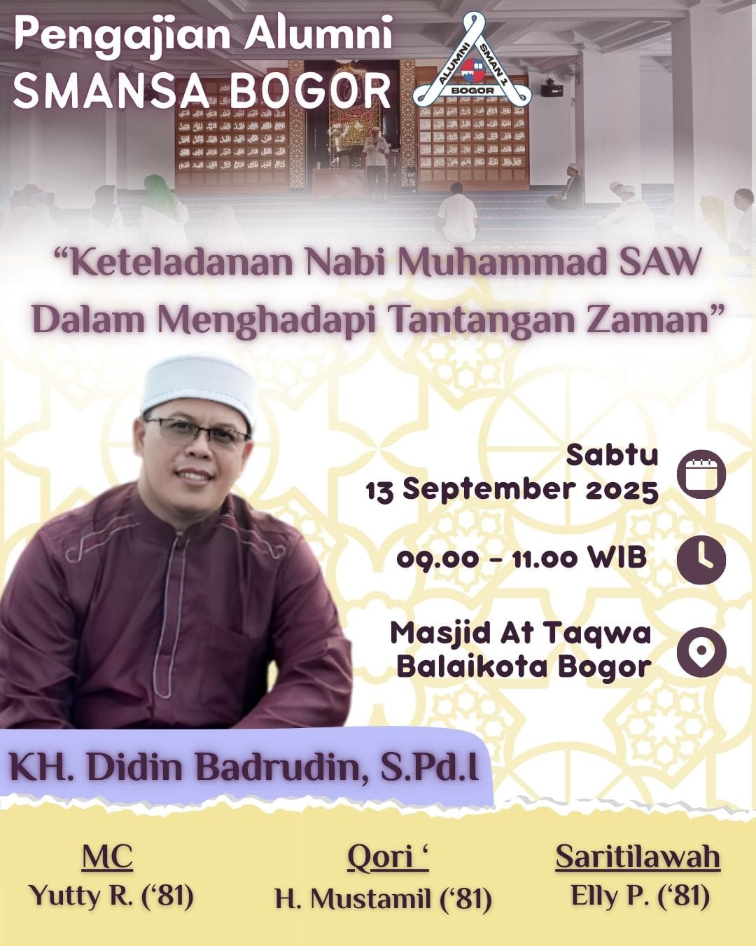 You are currently viewing Hadiri, Pengajian Alumni Smansa, Sabtu 13 September 2025